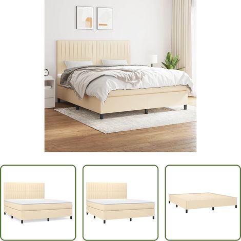vidaXL Kopfteil - Boxspringbett mit Matratze Creme 180x200 cm Stoff (1/5)