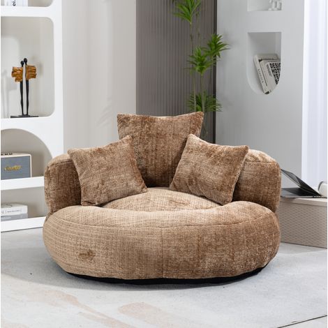 poltrona pouf 108x108x52 cm chenille comfort coffee OKMYHOME (1/5)