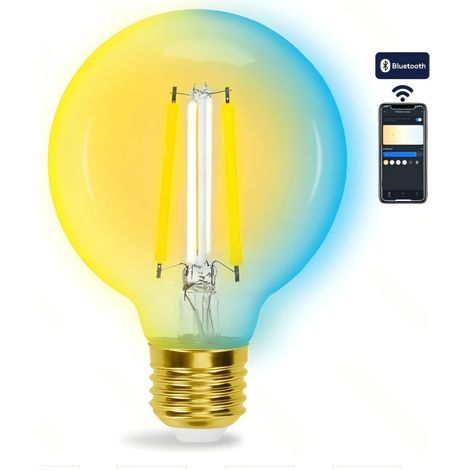 Ampoule connectée Aigostar G80 E27 6W à grille réglable et Bluetooth, style vintage, avec verre dégradé