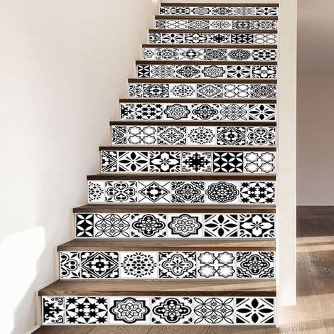 Lot de 13 stickers adhésifs escalier 18x100cm – Autocollants contremarche en PVC – Décoration originale pour surfaces lisses - 13Pcs (1/5)
