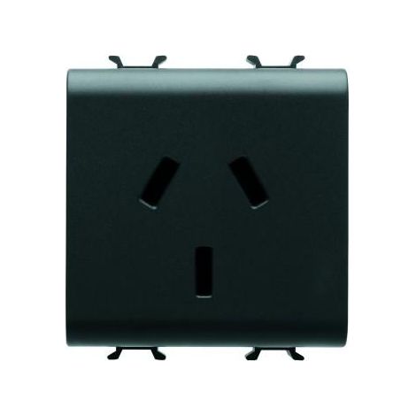 PRISE 2M 2 P+T 10A STD ARGENTIN NOIR GEWISS GW12301 (1/2)