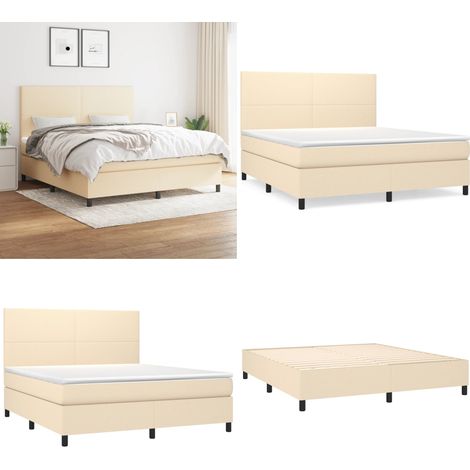 Boxspringbett mit Matratze Creme 180x200 cm Stoff - Boxspringbett - Doppelbett - Cremefarbenes Bett - Bettsofa - Schlafsystem - Home & Living (1/5)