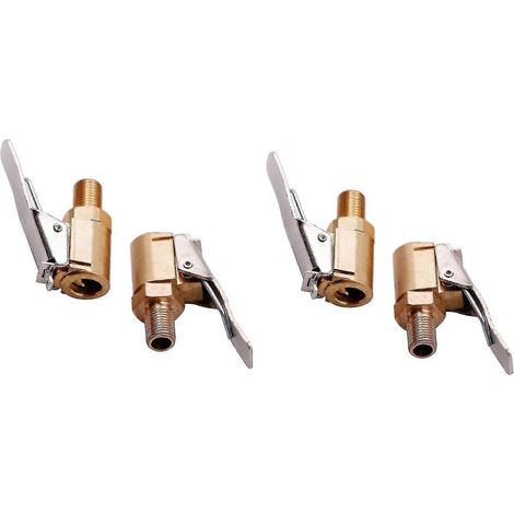 Lot de 4 embouts de gonflage pour pneus, clip de valve en laiton pour pompe à air, adaptateur de buse fileté 8 mm pour voiture et camion. (1/4)