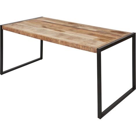 Table de salle à manger industrielle en bois de manguier massif Açore (1/5)