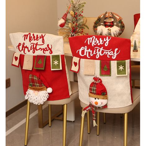 2 decorazioni natalizie, cartoni animati colorati 3D, coprisedie in peluche, copritavolo e coprisedie a forma di renna, accessori decorativi per la cucina, 5247 cm