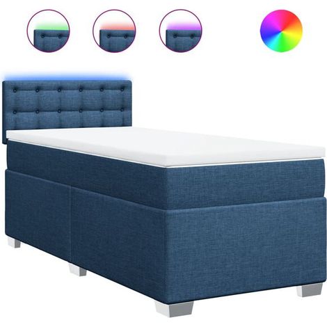 Cadre de lit en tissu, matelas inclus, bleu, 80 x 200 cm (1/5)