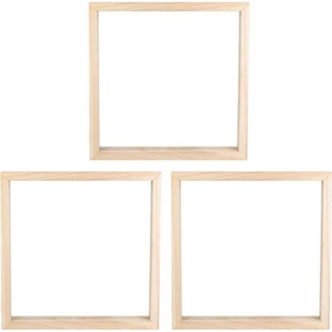 Lot de 3 Cadres Photo en Bois et Verre Acrylique Beige, Écologique, Design Créatif pour Bureau ou Chambre D'garçon et Filles, Affichage Vertical ou Horizontal (1/5)
