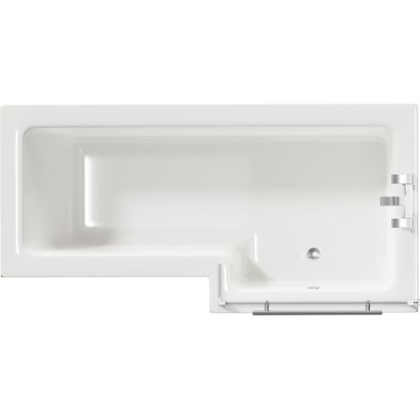 Loire 1700mm Right Hand L Shaped Shower Bath with Polished Chrome Towel Rail Bath Screen and Olive Green Front and End Bath Panels (1/5)