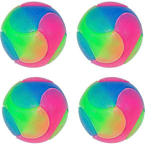 Balle de Chien LED Lumineuse Rebondissante Interactive avec Clignotant Élastique - Jouet à Paillettes pour Chien (4PC 7.5CM) (1/3)
