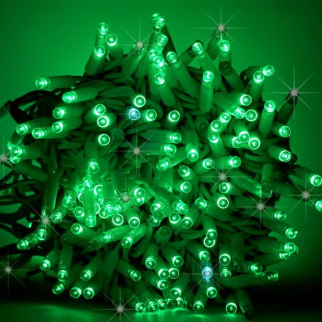 Chaine de chaine Koem 10 me'tres se'rie 100 lumie'res de Noel avec Maxi LED vertes avec flash intermittent blanc glace' pour une utilisation professionnelle en inte'rieur et en exte'rieur IP65 Verde 1
