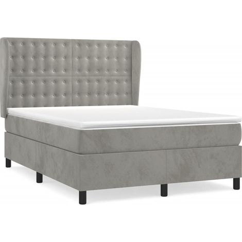 Maison Exclusive - Boxspringbett mit Matratze Hellgrau 140x190 cm (1/5)