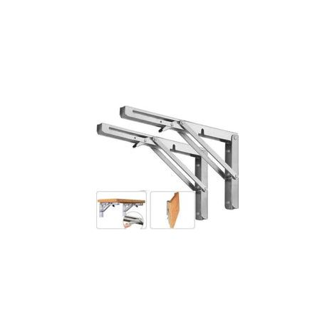 Équerre Pliante 400 mm,Supports d’Étagère Pliables Acier Inoxydable Équerre Étagère Pliante Charge Lourde Max 150kg Equerre Etagere Console Rabattable pour Garage Cuisine, 2 Pcs