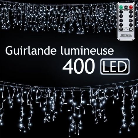400 LED Guirlande Lumineuse, Télécommande + Minuterie, Blanc Froid, IP44, Décoration Intérieur/Extérieur Noël & Fêtes