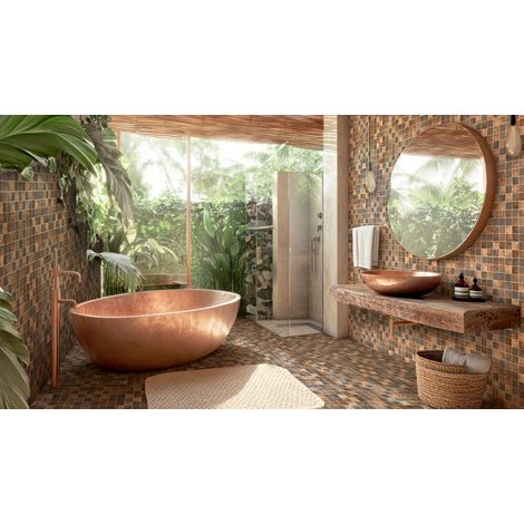 Carrelage imitation pierre Zap Marron - 29x29 Mosaïque