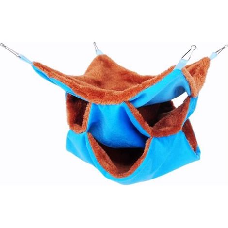 Hamac pour Rongeurs, Hamac pour Rats, 3 Niveaux Lit Suspendu Moelleux, Cage Lit Suspendu, 30 x 30CM Bleu (1/4)