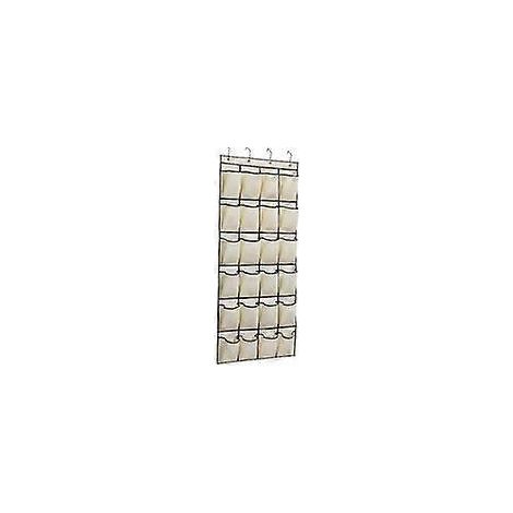 Meuble à chaussures suspendu à 24 poches, à fixer sur une porte, gain de place, avec 4 crochets, beige (1/5)