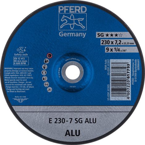 PFERD Schruppscheibe E 230x7,2x22,23 mm Leistungslinie SG ALU für Alu (1/5)
