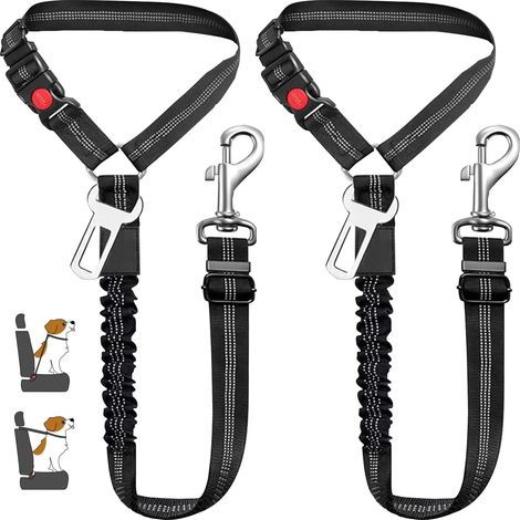 Imbracatura per auto - cani - imbracatura pettorale - auto - cintura per fianchi 2 in 1 - imbracatura pettorale - animali domestici con clip per poggiatesta - cintura di sicurezza regolabile - 2 pezzi (1/3)