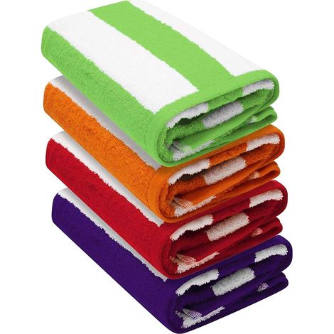 K Collection Cabana Randig Strandhandduk lot de 4 Taille unique Rouge Vert/Orange