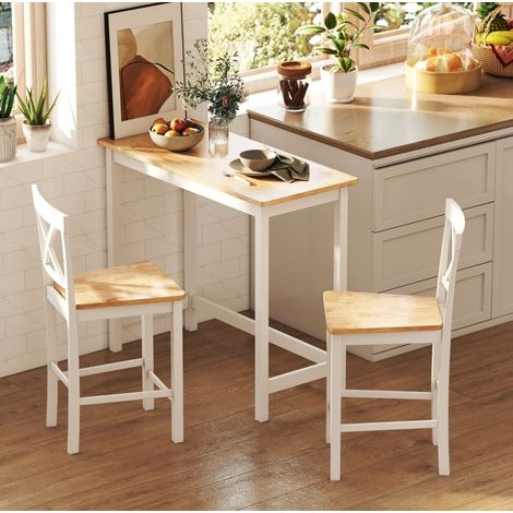 MEUBLIV Table de bar compacte 108 x 48 x 91 cm chêne et blanc, 2 personnes (1/5)