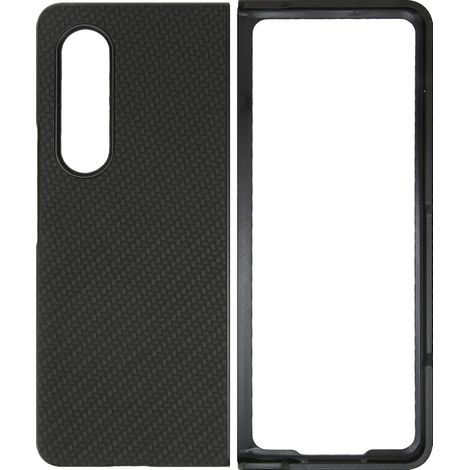 Faltbare Handyhülle, vollständiger Schutz für Galaxy Z Fold 3, Carbonfaser-Textur, Schwarz (1/5)