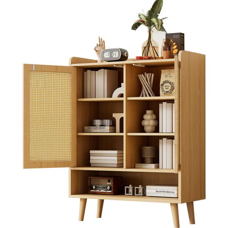 Scarpiera chiusa in legno chiaro con 2 ante push-to-open, 5 ripiani e gambe in legno, per ingresso e corridoio, mobile portascarpe salvaspazio facile da pulire CHICFURN (1/5)