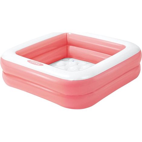 Pataugeoire carrée rembourrée 86x86cm – Hauteur 25cm – En PVC pour confort et sécurité – Piscine enfant rose