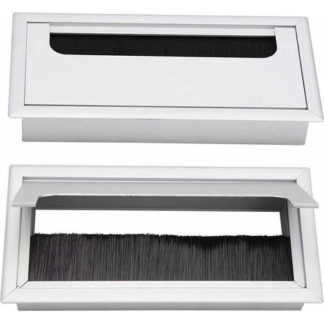 2 passe-câbles carrés pour bureau, cache-trou encastré (1/5)