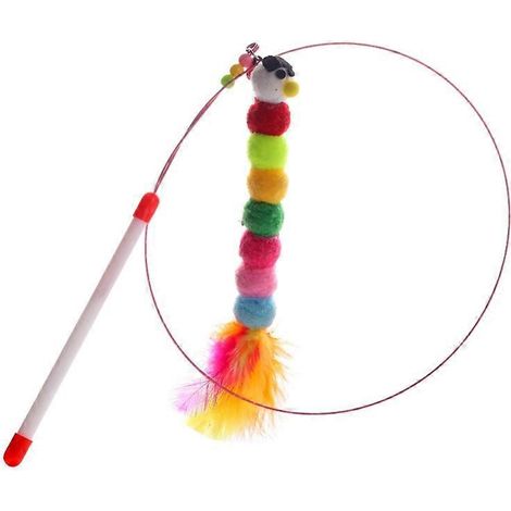 Spielzeugstab für Katzenwelpen mit Federn aus Chenille, lustiger Katzenstab, anregendes Accessoire für Katzenspiele, interaktives Kitzelspielzeug (177 Zeichen)