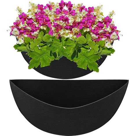 Liner Pour Bac À Fleurs Demi-Rond - Feutre Noir - 30 cm - Pour Boîte À Fenêtre Panier En Fil De Fer Support Murale - Lot De 3 (1/5)