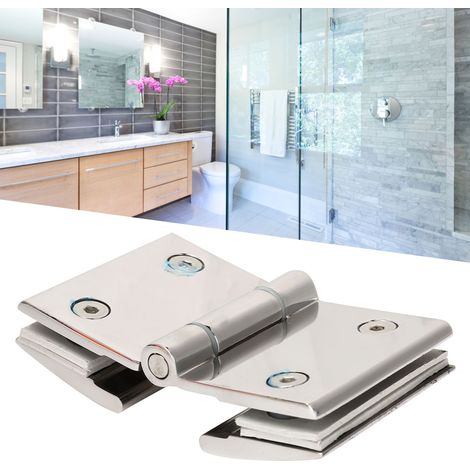 Charnière plate double face en acier inoxydable pour salle de bain, charnière pour porte vitrée de douche. (1/5)