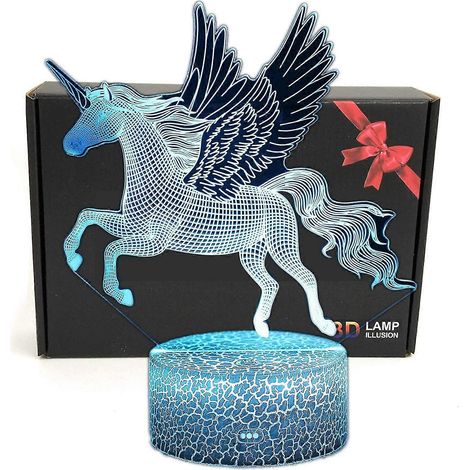 Lampe de table veilleuse LED licorne 3D illusion intelligente 7 couleurs avec câble d'alimentation USB (1/3)