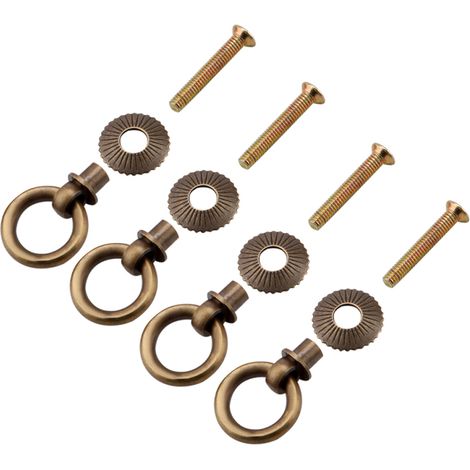 Juego de 4 sencillas mini anillas de estilo vintage para estuches de cosméticos y joyeros, con tiradores de bronce.