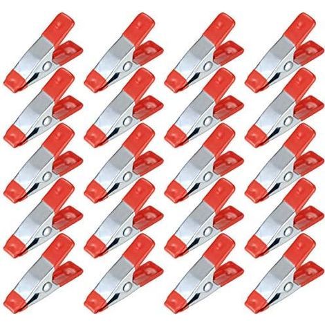 20 Pieces Metal Spring Clamps, Model Making Tweezers, Metal Spring Clamps, Linen Grip Holder for Tarpaulin, Camping, Tarpaulin, Woodworking, Modeling Tool - 2 Inches (1/5)