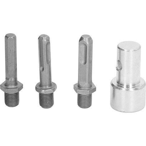 Adaptador para taladro de jardín, mandril redondo de 1 a 3 pulgadas, acero al carbono, 2 orificios, 2 ranuras, compatible con taladros de 1/2 pulgada y 10 mm, para perforar tierra, terrenos, plantar y (1/5)