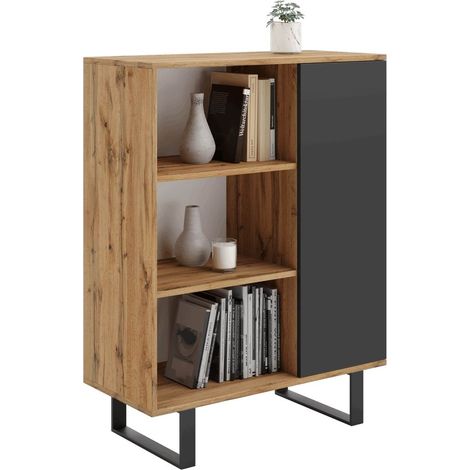 Armoire Fondi chêne craft gold - noir, style loft