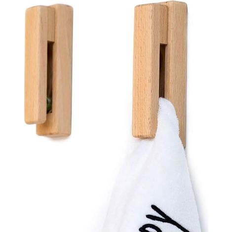 Gancio a parete in legno, porta asciugamani decorativi bagno e cucina (1/5)
