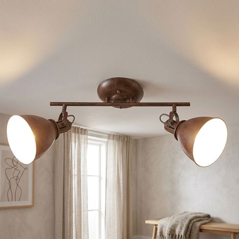 Plafoniera a LED, lampada da soffitto, lampada da soggiorno, faretti orientabili color ruggine, L 45 cm (1/5)