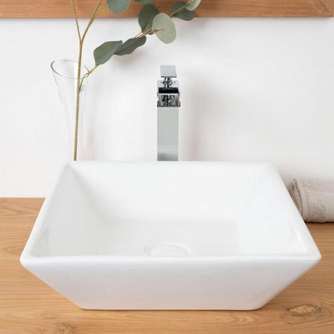 Lavabo cuadrado de cerámica Nash 41cm (1/5)