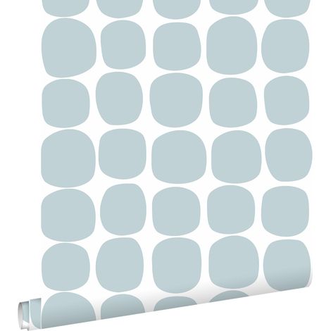 papier peint motif graphique bleu clair et blanc  - ESTAhome