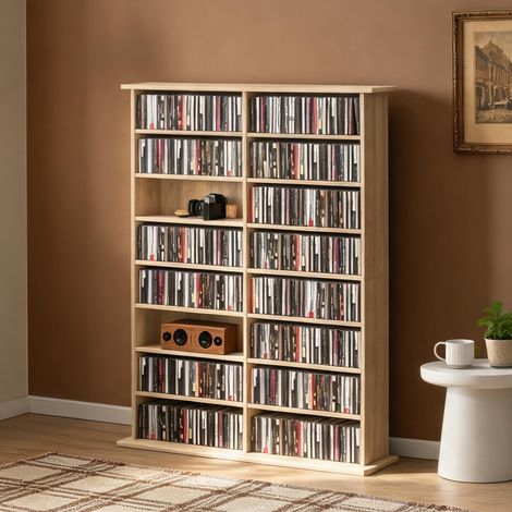 Meuble de rangement CD DVD Blu-ray en bois naturel 16 natural (1/5)