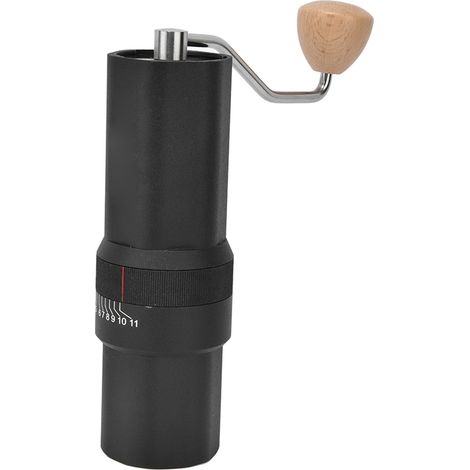 Moulin à café manuel portable à meules métalliques, capacité 30 g, idéal pour le camping et les voyages (noir). (1/5)