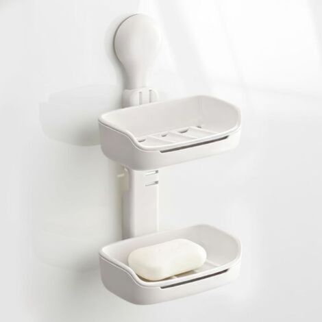 Duschseifenschale ohne Bohren, mit Abflussloch, Seifenschale mit Saugnapf, Wandseifenschale, Duschablage für Bad und Küche