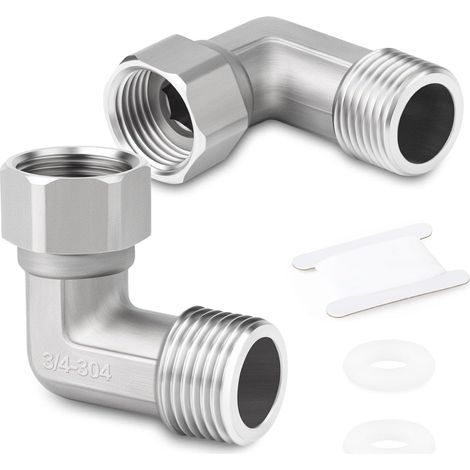 2 pièces coude à 90 degrés en acier inoxydable 304, 2 extrémités, connecteur flexible et mobile, 3/4" raccords femelles pour pulvérisateur, robinet d'équerre, bras de douche (1/5)