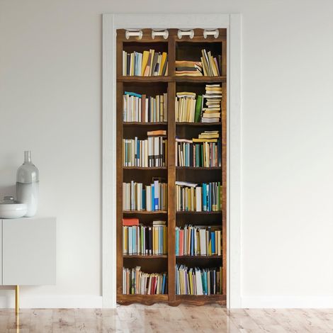 Books Door Curtain, 106 x 203 cm, Vintage Bookcase, Bookcase, Books, Curtains, Interior, Living Room, Bedroom Decor, Outdoor Entrance Curtains, Blackout Curtain for Schools for Students (1/5)