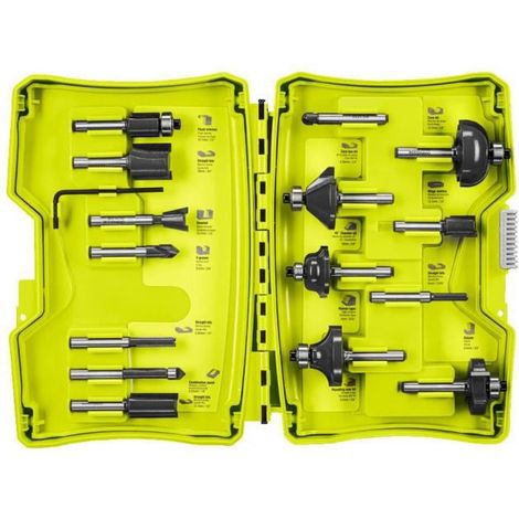 RYOBI Coffret 15 fraises panachées queue de diamètre 6mm RAKRBS15