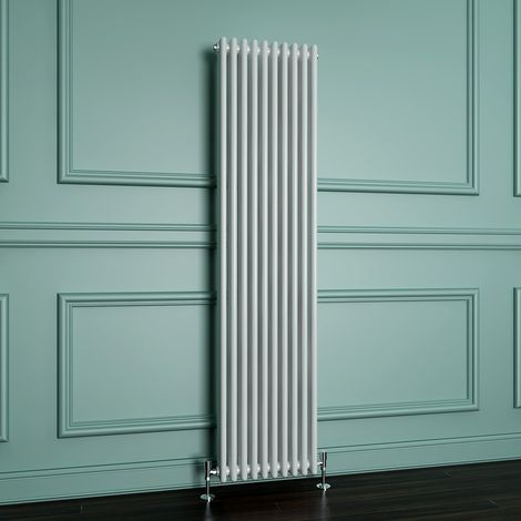 ELEGANT 1800 x 465 mm White Horizontal Column Designer Radiator High Heat Output Panel Radiator Heater + Chrome Thermostatic Radiator Valves (1/5)