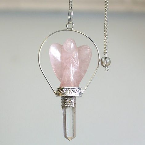 Pendule Ange avec Anneau - Quartz Rose- Vendu par 1