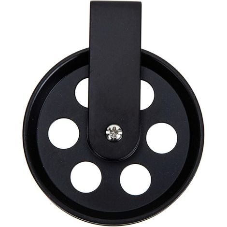 Accesorios de iluminación de pared Perchas metálicas resistentes Rueda de polea retro Polea de rueda vintage negra Polea de una sola rueda Polea pequeña de hierro forjado (1/4)