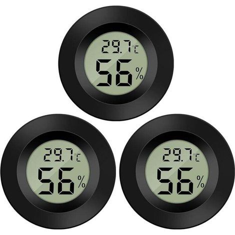 Mini Digital LCD Thermometer Hygrometer -50-70℃ 10%-99% RH Portable for Office Kitchen Humidors Incubators Reptiles (3 PCS) (1/4)